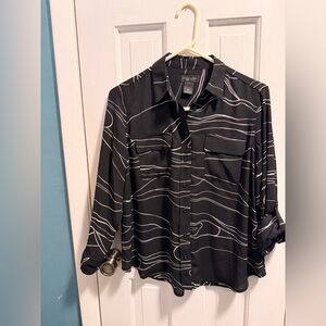 Investment Petites Black and White Striped Shirt